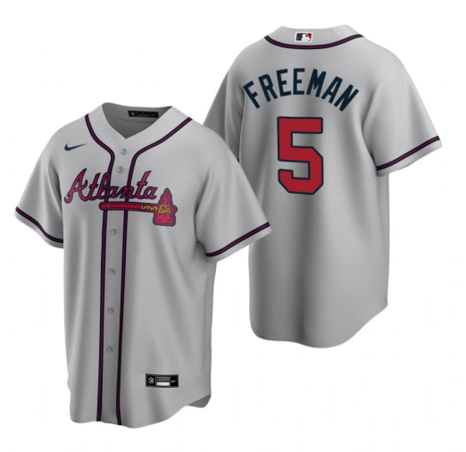 Men's Atlanta Braves #5 Freddie Freeman Gray Cool Base Stitched Jersey